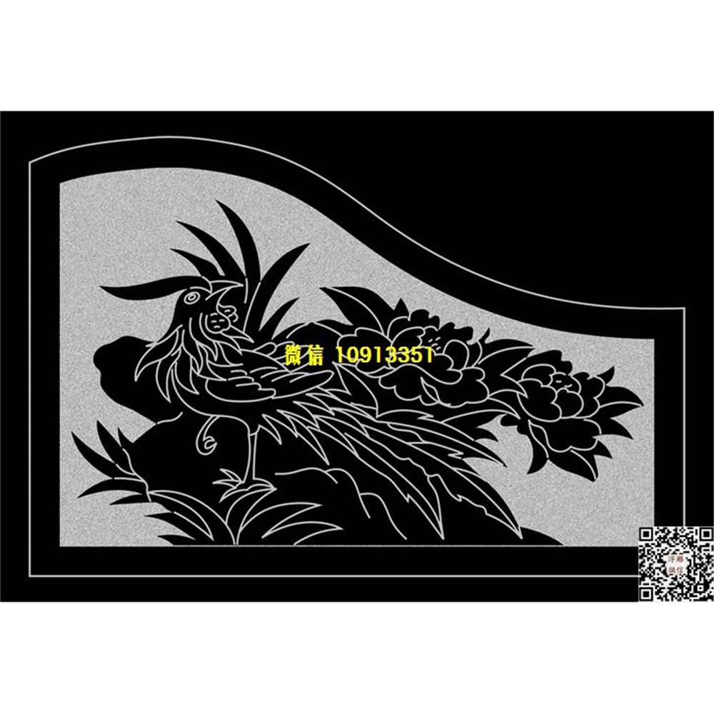 精雕图32花鸟抱鼓精雕图线雕图线条图单线铣底图_电脑雕刻plt文泰矢量图精雕图浮雕图